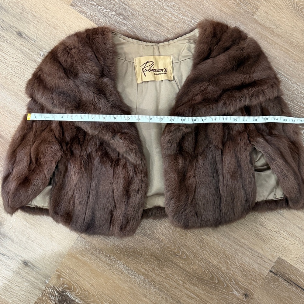 Vintage Brown Fur Jacket Shawl Robinson’s California - Picture 11 of 12